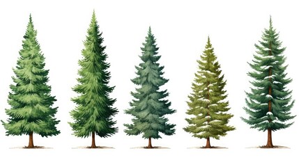 Obraz premium set of Christmas trees isolated on white