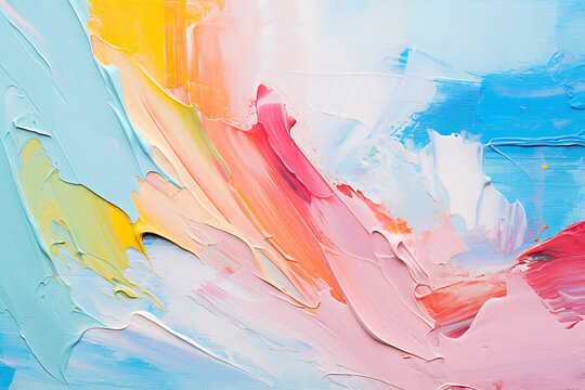 Bunte verstrichene Farbe auf Leinwand, grobe Pinselstriche