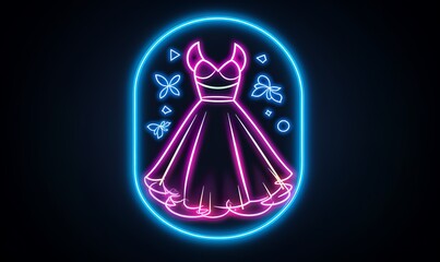 woman dress webshop icon in neon colors