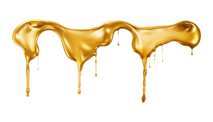 gold melt dripping isolated on transparent background cutout