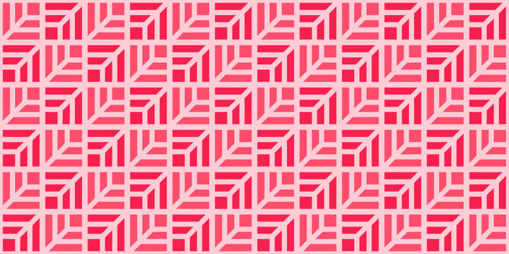 Striped abstract seamless background with ponk rhombuses. infinity geometric pattern.