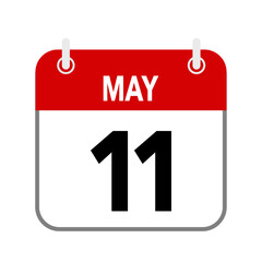 11 May, calendar date icon on white background.