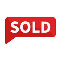 Sold In Red Rectangle Shape For Promotion Business Marketing Sell Social Media Information
