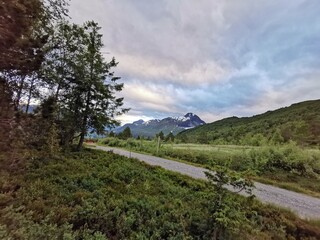 Dawn over norwegian mountains - Magic Hour in the Sunnmøre Alps (sunnmørealpene). Alpine landforms made by glacial erosion. 