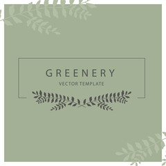 Elegant frame with silhouettes of branch and leaves for logo for wedding design, invitation design, for print, cover or wallpaper.