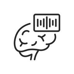Brain Waves Icon. Thin Linear Sign of Brain Activity Measurement and Neurological Function AnalysisIsolated Outline Vector Sign.
