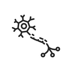 Fototapeta premium Damaged Neuron Icon. Thin Linear Illustration Highlighting Neuronal Degeneration and Nerve Cell Injury in Neurological Health. Isolated Outline Vector Sign.