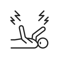 Epilepsy Seizure Icon. Thin Linear Illustration of Person Experiencing Convulsions, Symbolizing Seizure Emergency and Care. Isolated Outline Vector Sign.