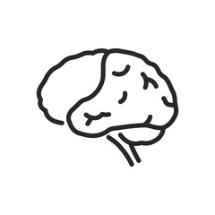 Frontal Lobe Icon. Thin Linear Illustration of the Brain Region Responsible for Advanced Cognitive Functions and Personality. Isolated Outline Vector Sign. - obrazy, fototapety, plakaty
