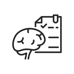 Neurological Examination Icon. Thin Linear Sign for Cognitive Function Testing and Brain Health Assessment. Isolated Outline Vector Symbol.