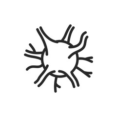 Neuron Icon. Vector Symbol for Neurological Cells, Brain Function and Neural Network Education. Isolated Outline Sign.