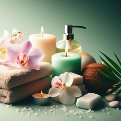 spa still life with candles