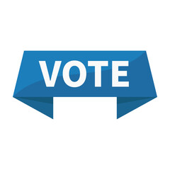 Vote In Blue Ribbon Rectangle Shape For Election Announcement Information Sign
