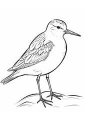 Cartoon Bird Coloring Page isolated on white