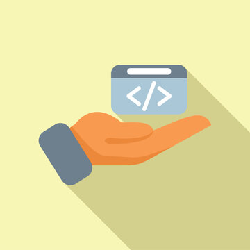 Care api code icon flat vector. Gear hosting server. Internet cloud data