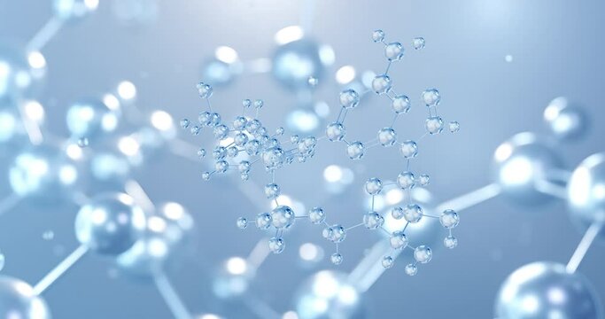 Nad+, rotating 3D model of coenzyme medication, seamless looped video, molecular structure with selective focus