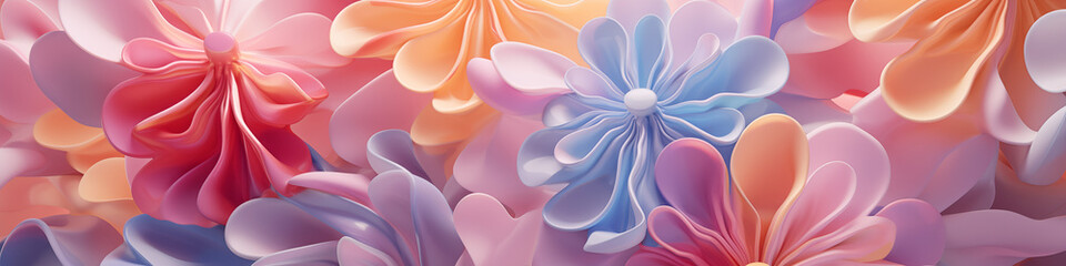 Anstract 3D, floral symphony, bloom kaleidoscopic cherry blossom japanese.