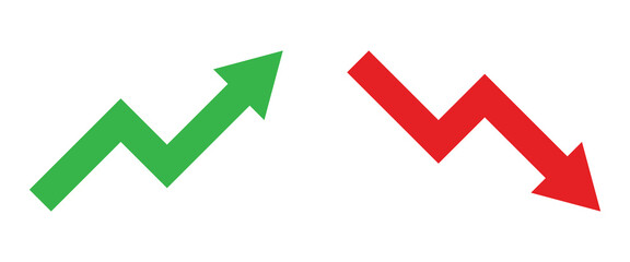 Uptrend and downtrend arrow icon flat design. Vector ilustration isolated on white background