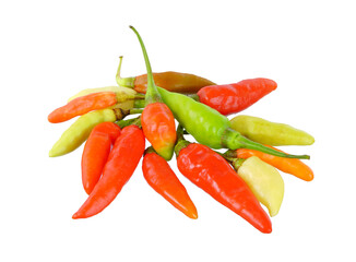 Pile of Karen chili isolated on white background.