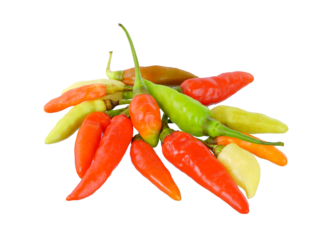 Pile of Karen chili isolated on white background.