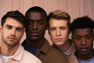portrait of multiethnic group of young men looking at camera
