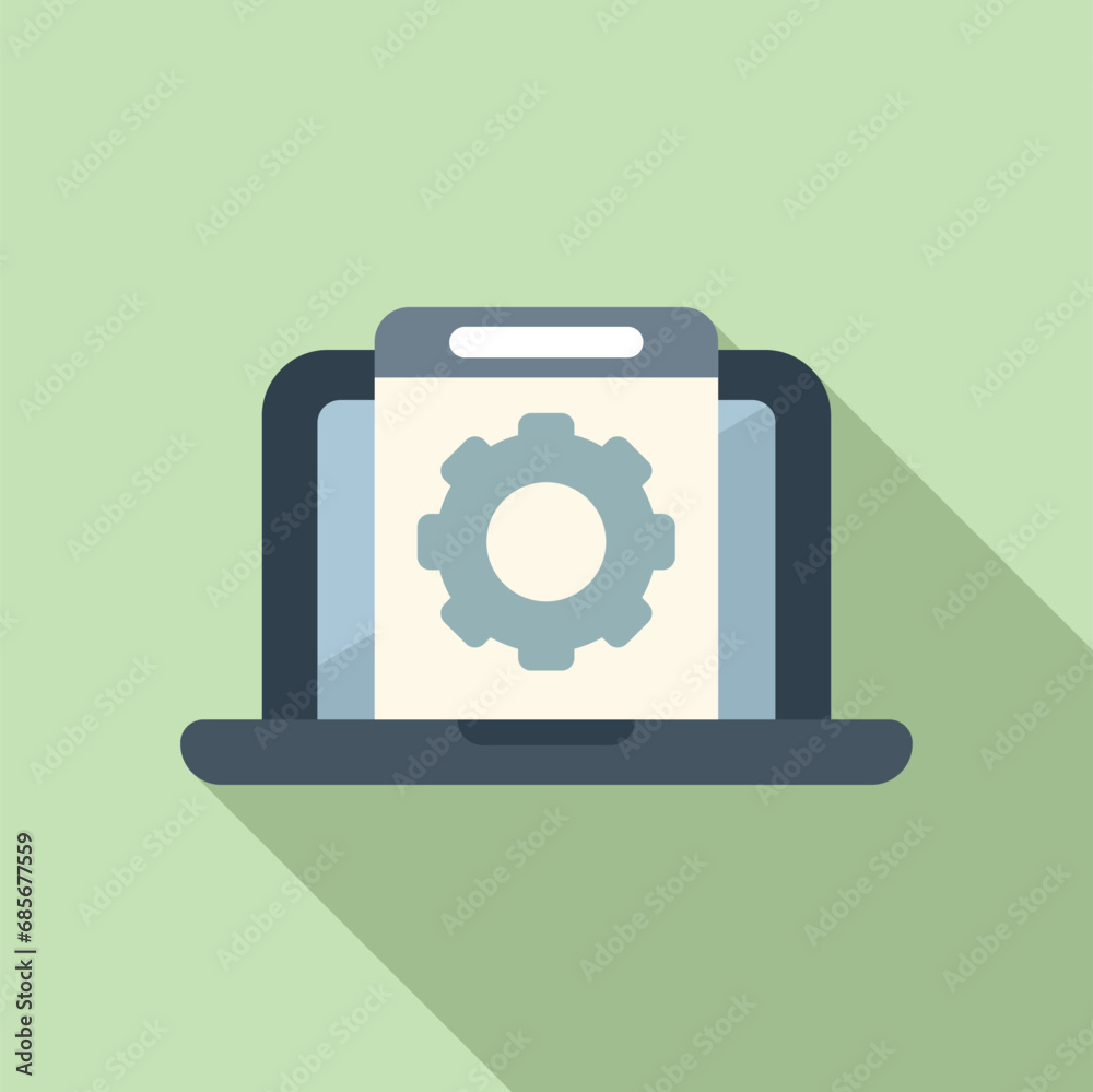Poster gear support hosting icon flat vector. tech team. mobile server data