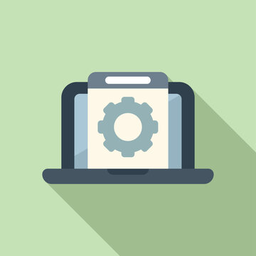 Gear support hosting icon flat vector. Tech team. Mobile server data
