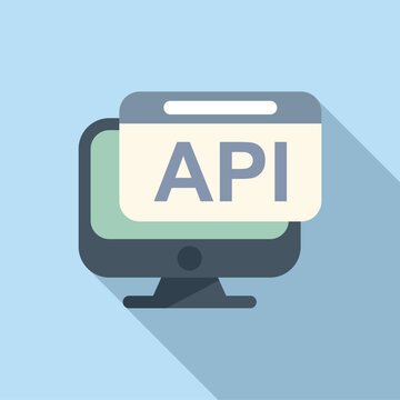 Api monitor icon flat vector. Code gear hosting. Seo coder service