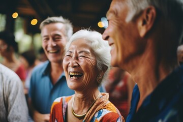 A candid capture radiating joy: Seniors dancing with vitality, showcasing companionship and an...