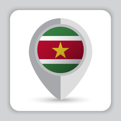 Fototapeta premium Suriname Flag Pin Map Icon