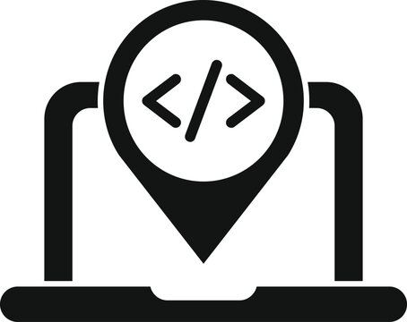 Laptop code read icon simple vector. Gear hosting. System online server