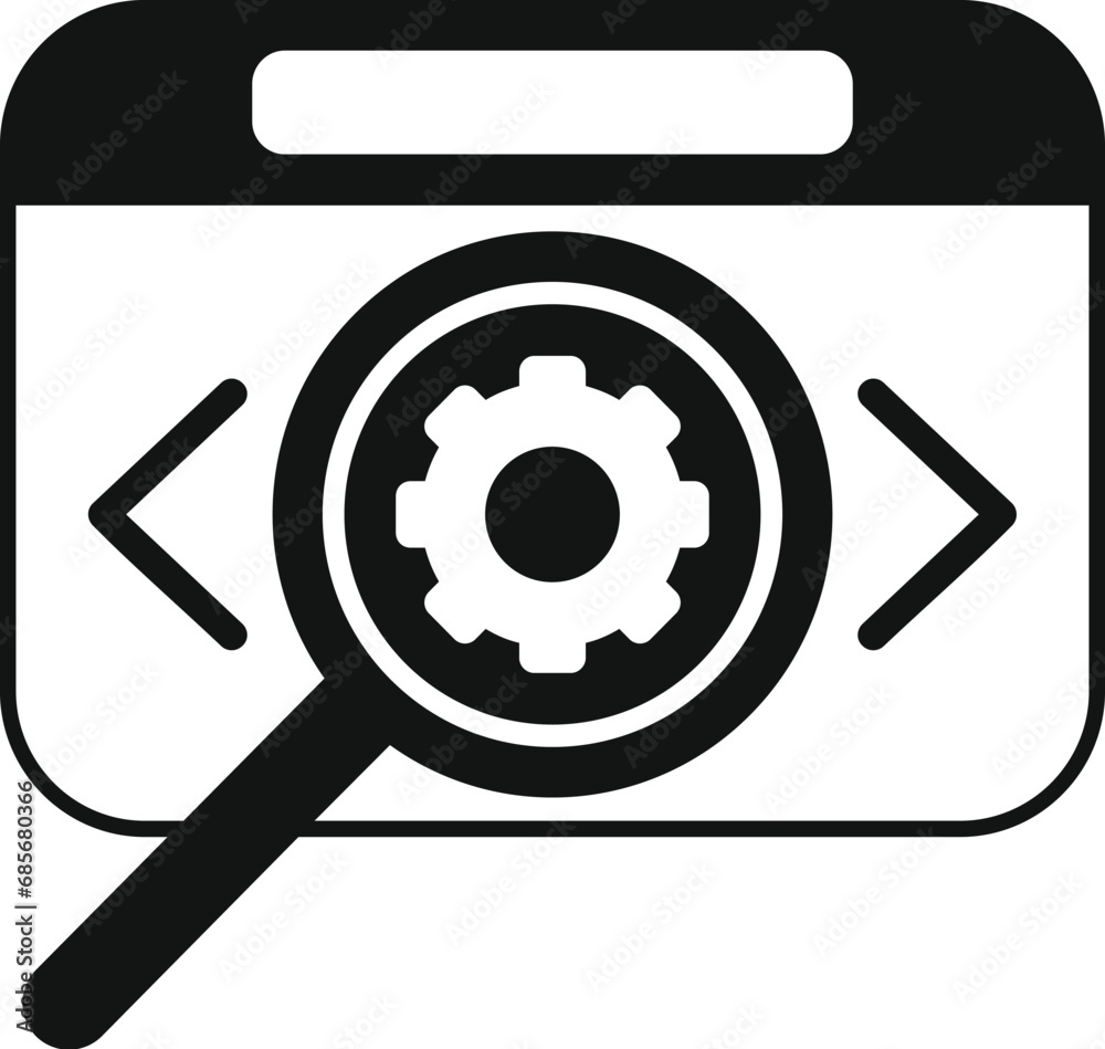Poster search gear api icon simple vector. internet hosting. html script