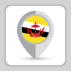 Fototapeta premium Brunei Flag Pin Map Icon