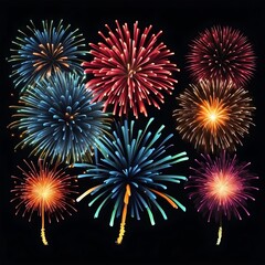 Fototapeta premium Colorful fireworks in isolated background