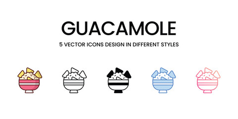 Guacamole Icons set. Suitable for Web Page, Mobile App, UI, UX and GUI design. Vector stock illustration.