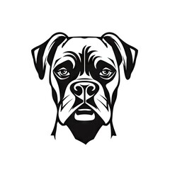 Boxer Dog Icon, Canine Black Silhouette, Puppy Pictogram, Pet Outline, Boxer Symbol Isolated