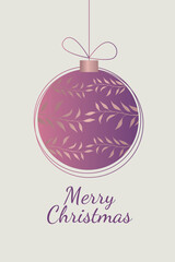 Poster with Christmas ball for greeting card, banner, cover design. Vector illustration.