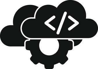 Cloud gear support icon simple vector. Mobile server app. Code interface