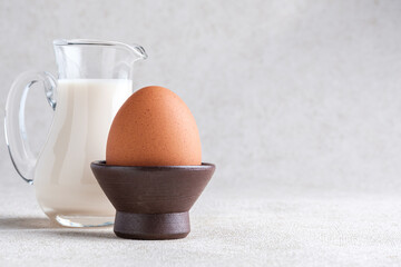 egg and milk on white backgrounds.