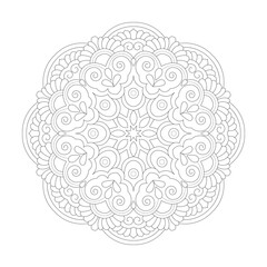Easy floral design Mandala Coloring book page vector file