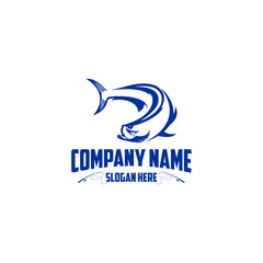 Blue Color Tarpon Fish White Background Fishing Logo Design