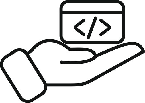 Care api code icon outline vector. Gear hosting server. Internet cloud data