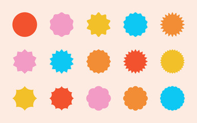 ステッカー、バッジ、タグ、装飾などに使えるカラフルなベクターアイコン