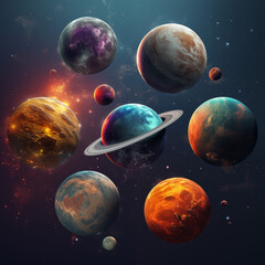 Planets In Space - obrazy, fototapety, plakaty