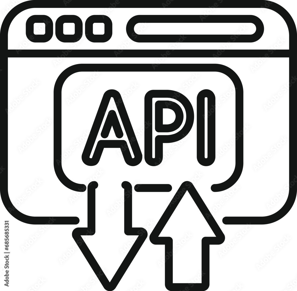 Poster api change gear icon outline vector. mobile server. screen script
