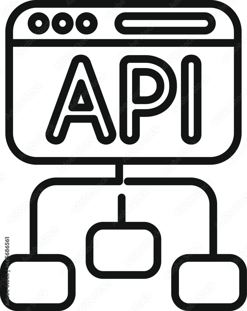 Poster api scheme gear hosting icon outline vector. code build team. cloud system