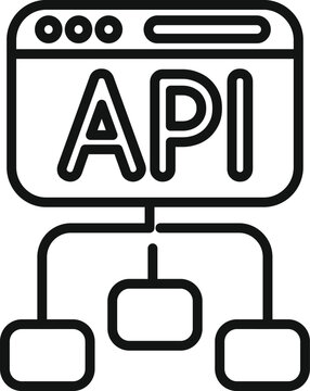 Api scheme gear hosting icon outline vector. Code build team. Cloud system