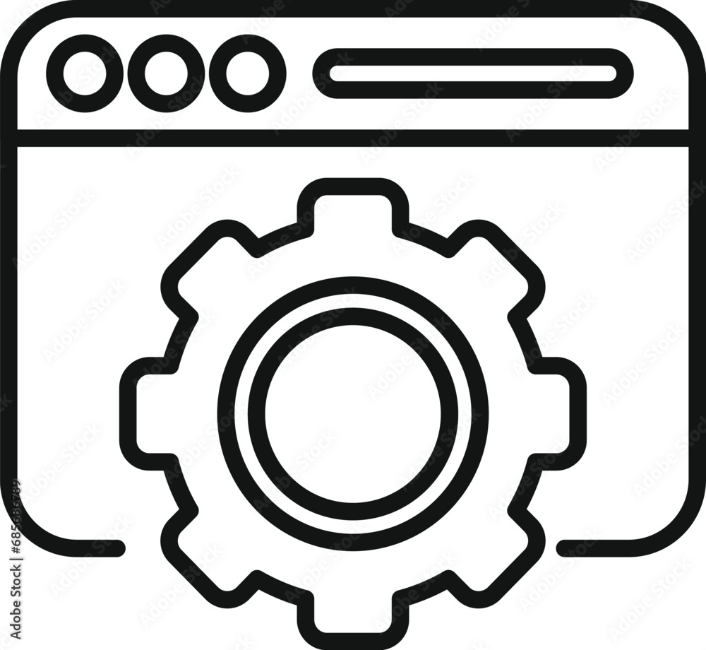 Aufkleber data gear website icon outline vector. internet server. team seo coder