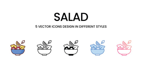 Salad Icons set. Suitable for Web Page, Mobile App, UI, UX and GUI design. Vector stock illustration.