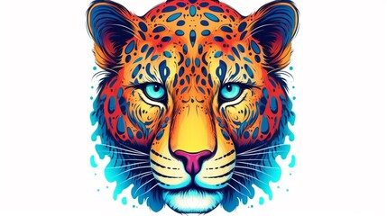 head of spirit animal.jaguar.bright colors.Generative AI